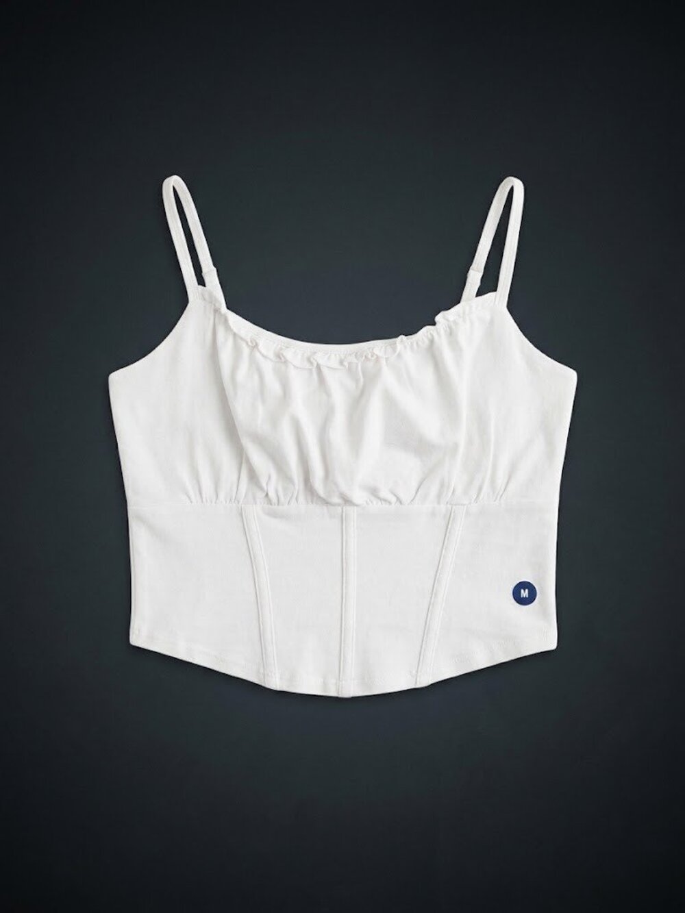 Hollister White Seamed Bodice Corset Cami Crop Top Ruffle Size M NWT